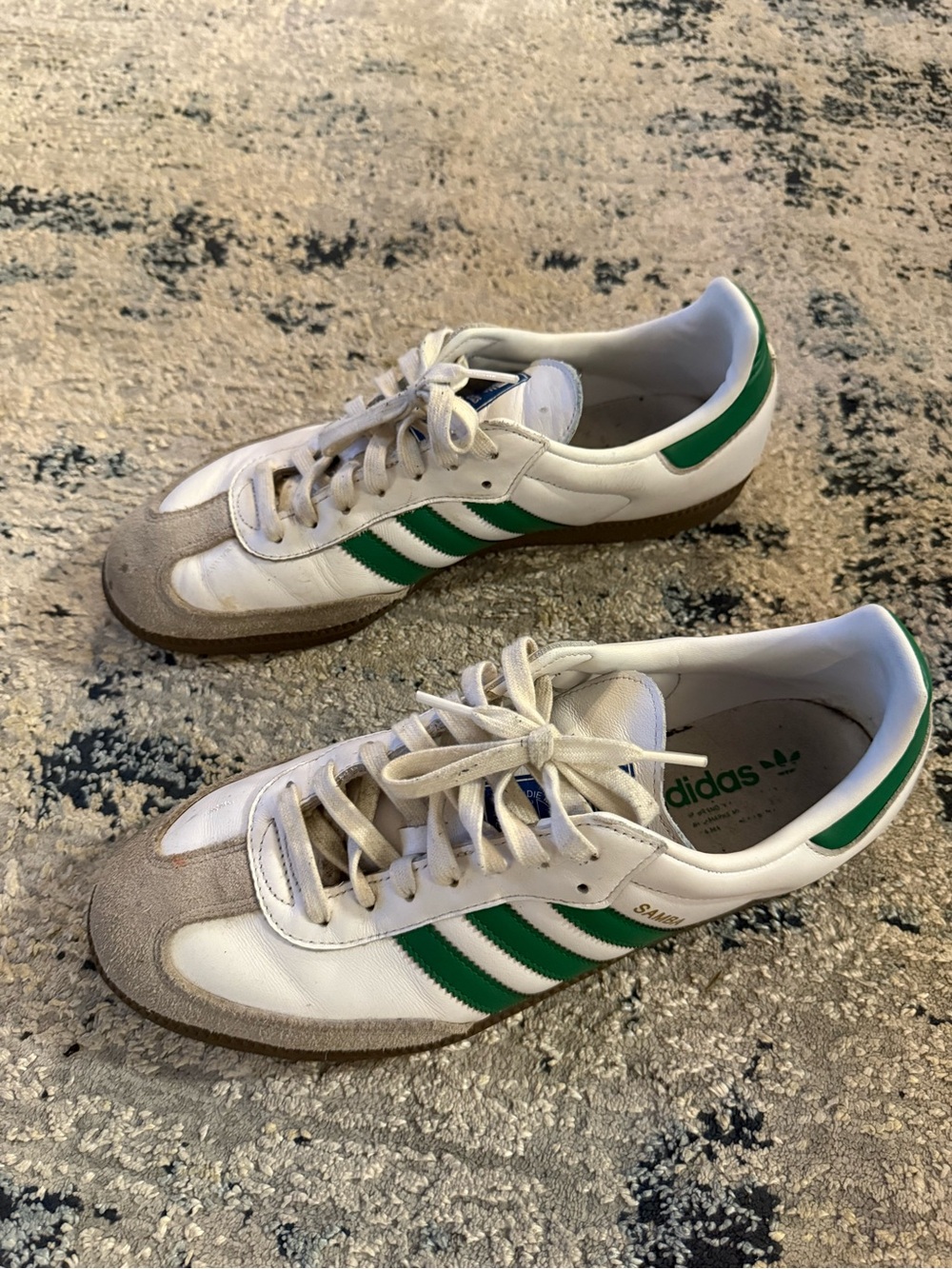 adidas White and Green Samba Athletic Shoes